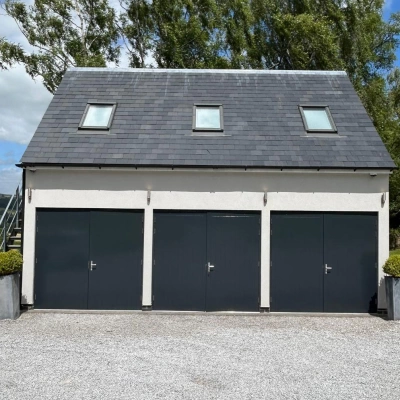 Black Garage Doors  - Spraying